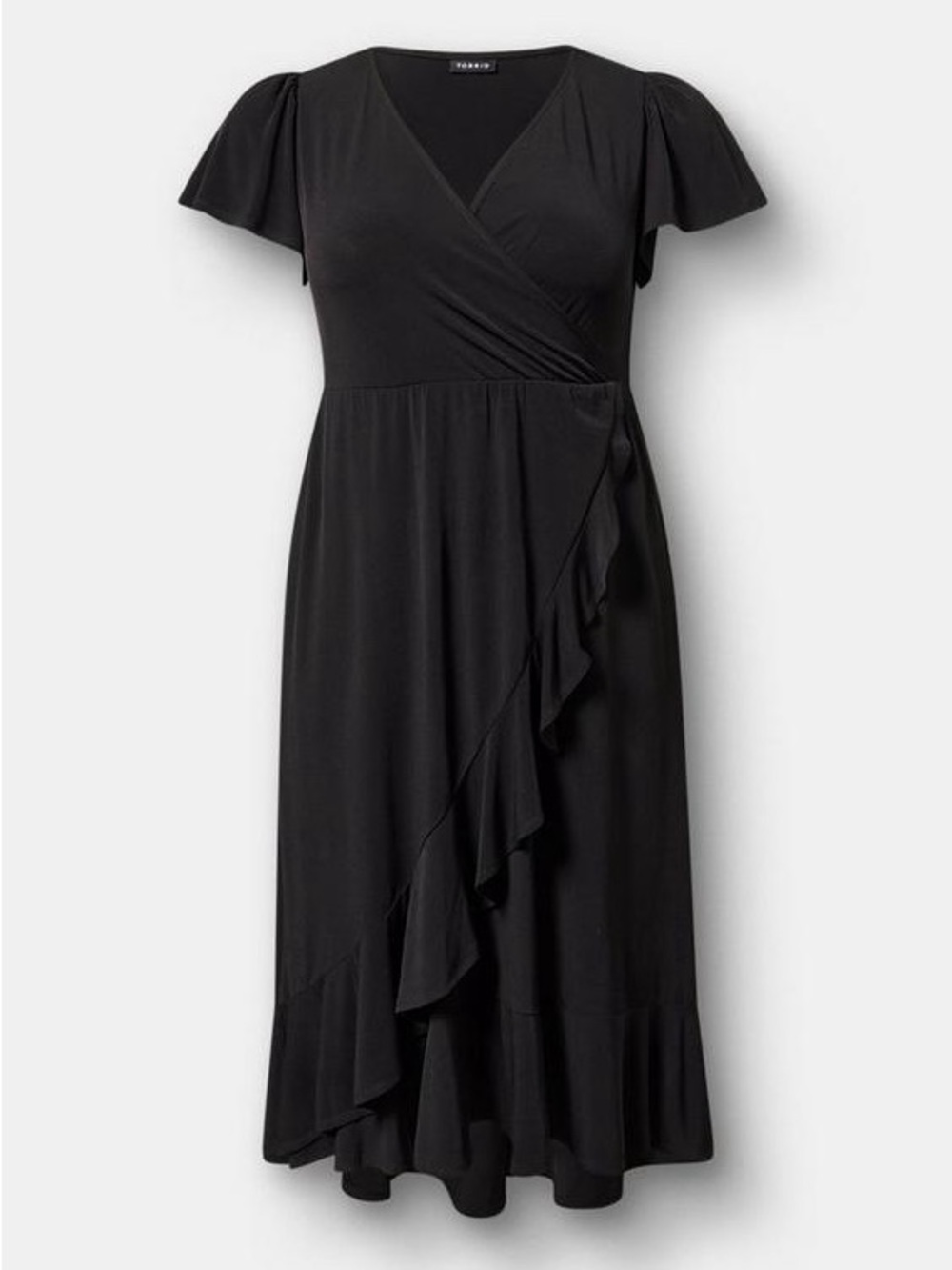 TORRID Deep Black Surplus Ruffle Midi Dress